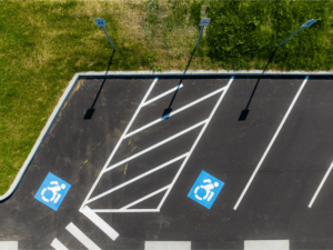 An ADA compliant parking lot