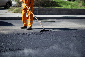 Paving maintenance at a commercial place
